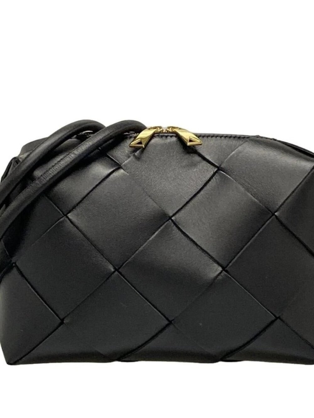 BOTTEGA VENETA Small Cassette Camera Bag 709417 Black Lambskin Shoulder Bag